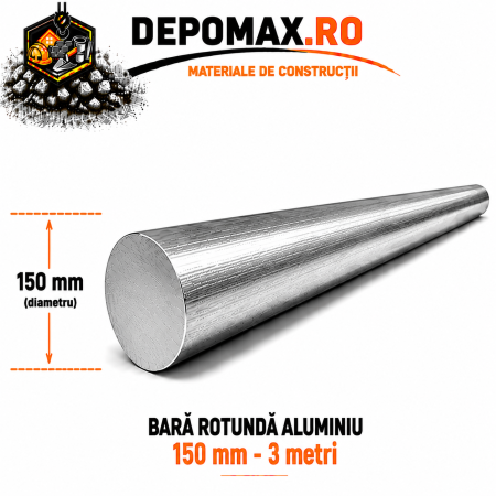 Bara rotunda aluminiu 150 mm, 3 metri, EN AW-6082